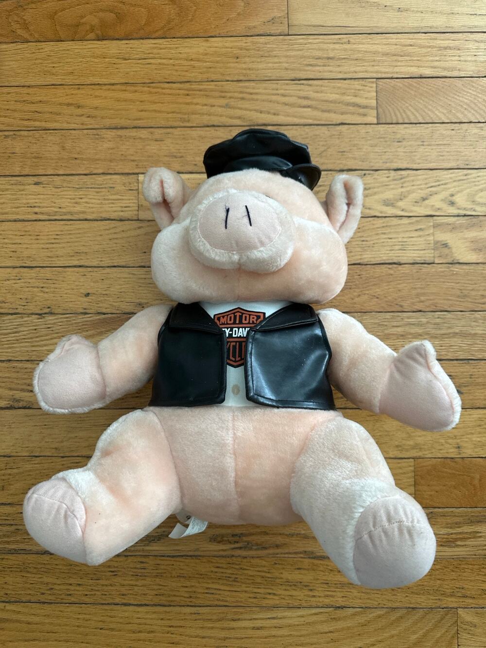 Harley-Davidson Plush Pig Biker Stuffed Animal Black Vest Motorcycle Collectible